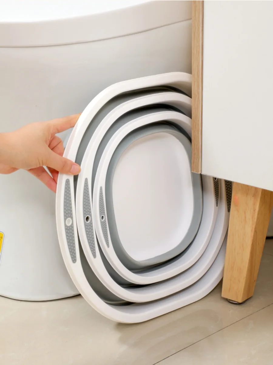 Folding Washing Bowl Basin High Quality Durable Large Square Shaped Collapsible Plastic Home Kitchen Ecofriendly Round Pp+TPR
