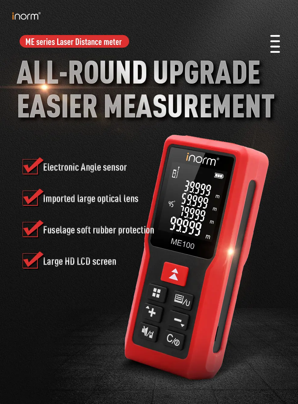 60m Laser Rangefinder Laser Distance Meter Laser Range Finder High Precision Measurement Portable Handheld Range Finder