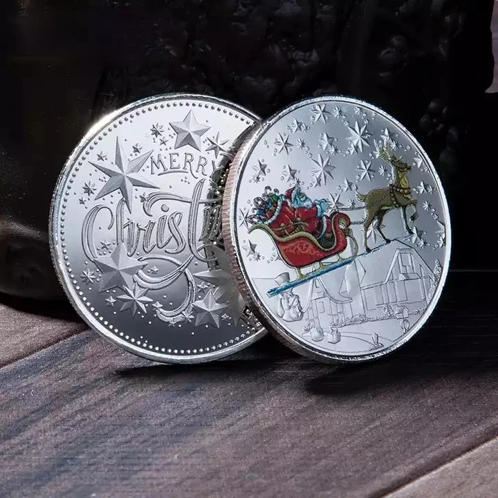 Santa Claus Wishing Coin Collectible Gold Plated Souvenir Merry Christmas Commemorative Coin for Happy New Year Gift