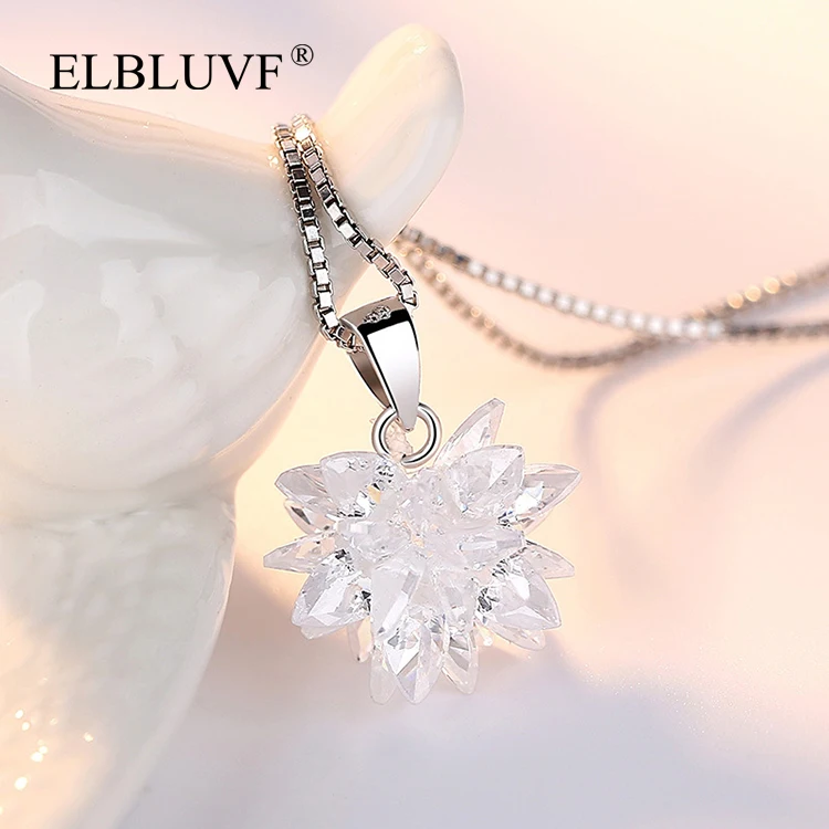 
ELBLUVF Hot Sell S925 Silver Plated Lucky Snowflake Shape Pendant Jewelry Accessories 