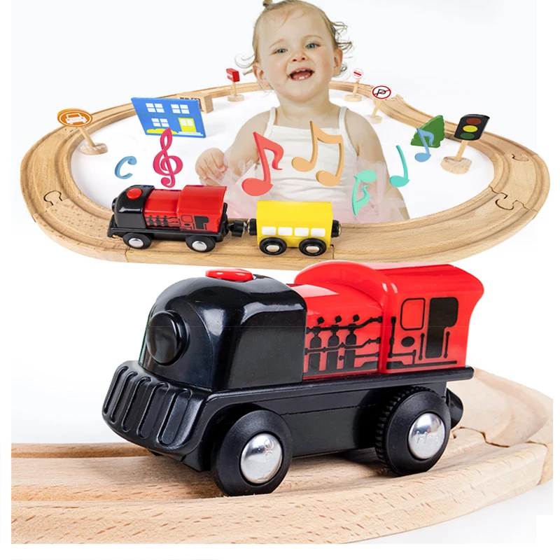 Hape Hight Quality baby Track Train Toys Railway Car Child Battery Powered Engine Educational Figure Model Train Toy for kids