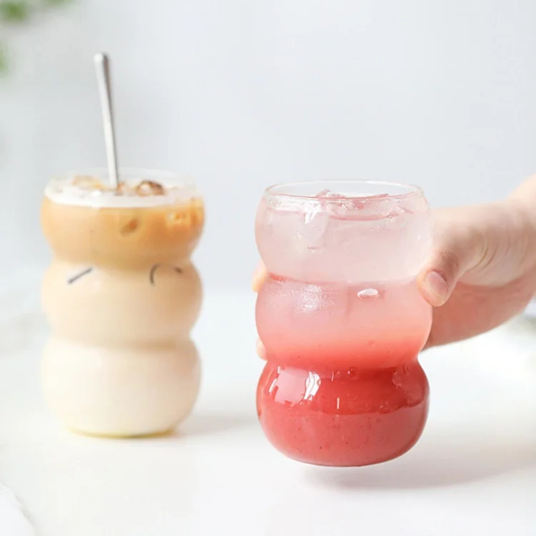 Wholesale Products 12 Oz 18 Oz Durable Clear Glasses Wave Shape Sublimation Glass Mug Cup For Tea And Beverage