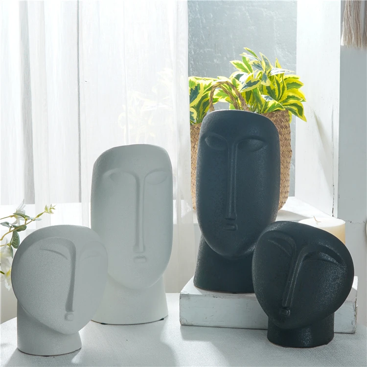 Современные украшения для дома в форме лица, Недорогие настольные украшения на заказ, матовое черное белое лицо, свадебное украшение для дома