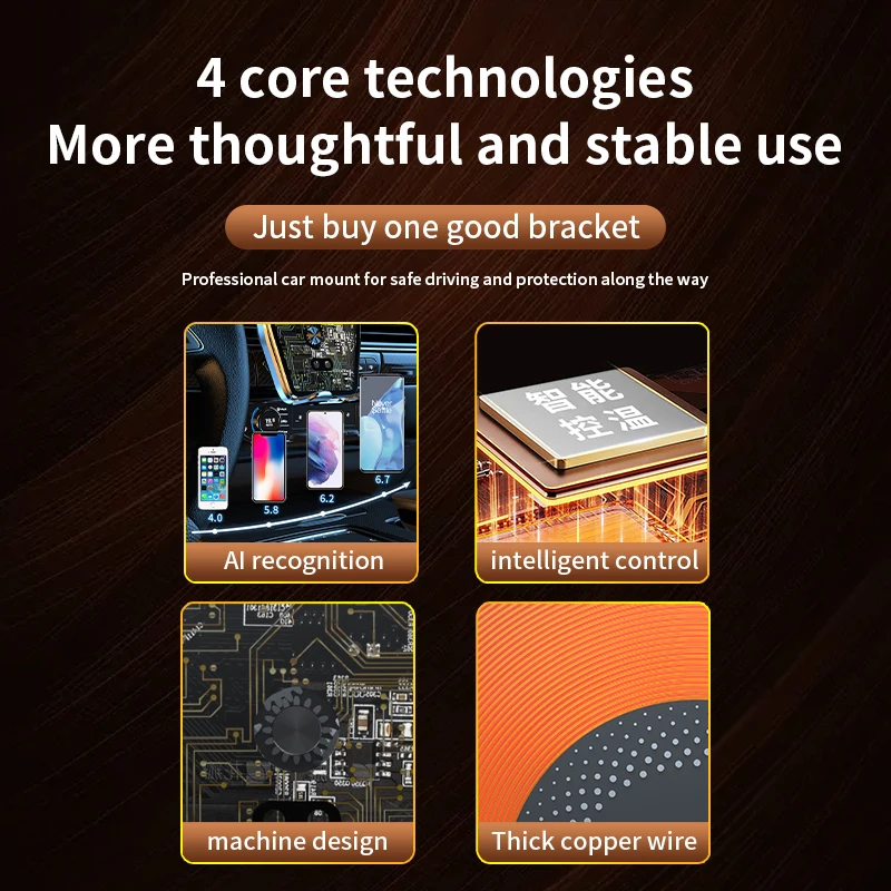 High Quality Universal Wireless Car Charger 15W qi Smart  Magnetic Mobile Phone Holder Wireless Charging