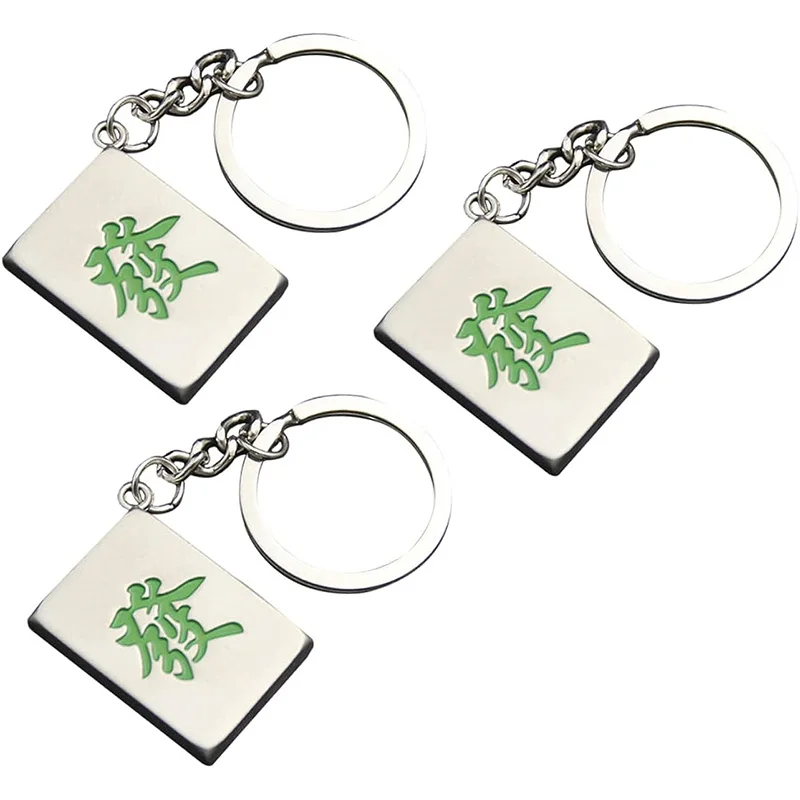 Mahjong Key chain rings for Bag Charms Fashion Key ring Pendant Green Package Decoration Lucky Backpack Key chain
