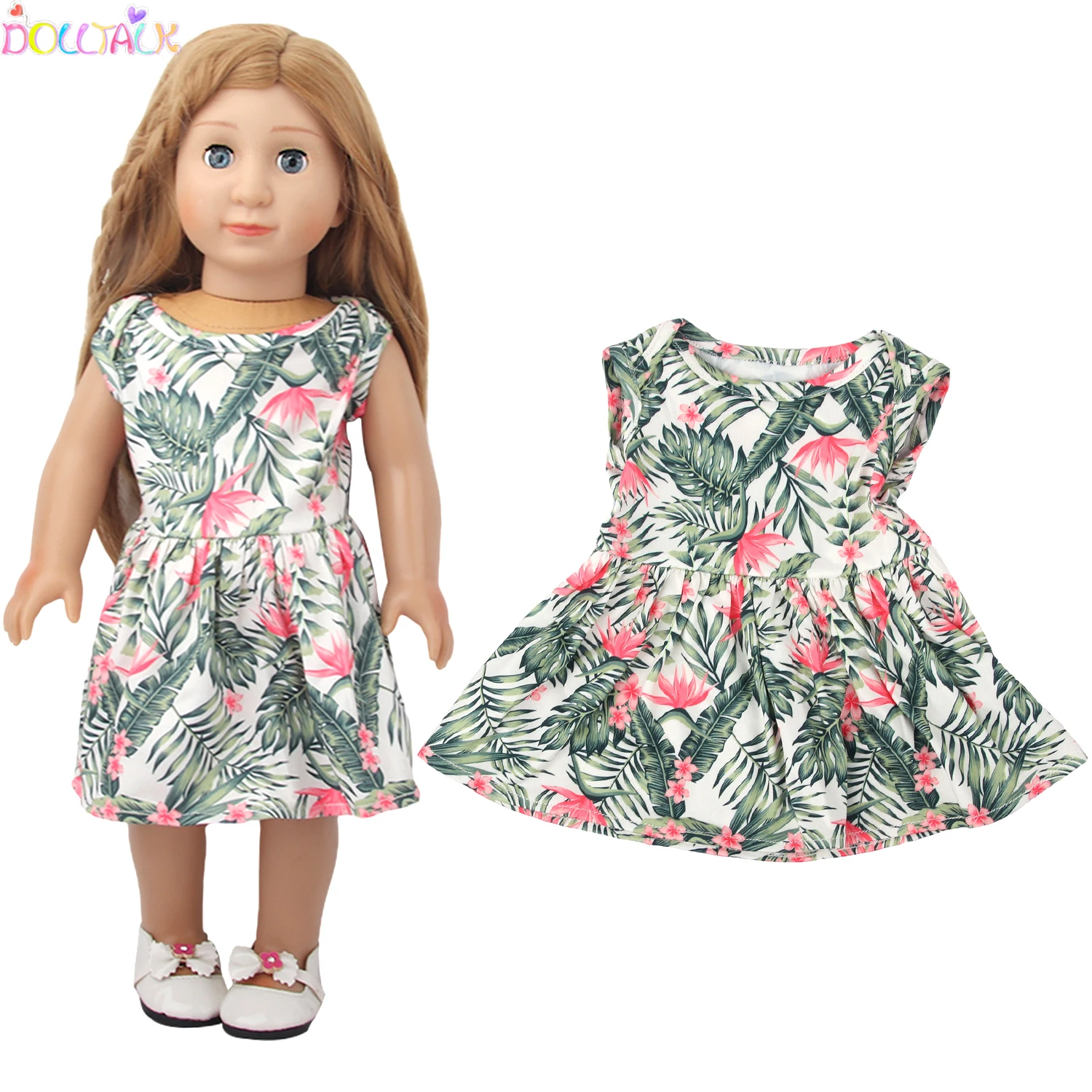 Dolltalk Hot Sale 18 inch American Doll Clothes Floral Printed Doll Dress