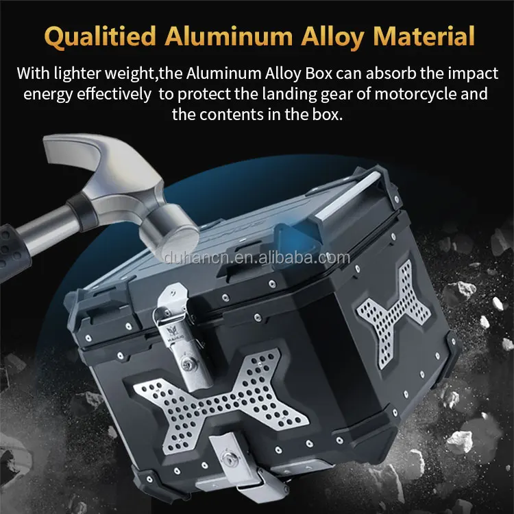 DUHAN 65L Storage Luggage Motorcycle Tail Boxes Aluminum Rear Delivery Alu Motorcycle trunk