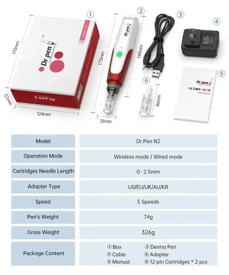 Adjust the needle according to skin conditions: 0-2.5mm wired working modes, can be used for different types of skin treatments.