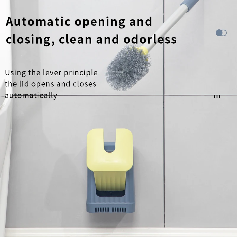 Long handle no drilling wall mounted or floor standing holder Ventilation toilet brush set for bathroom