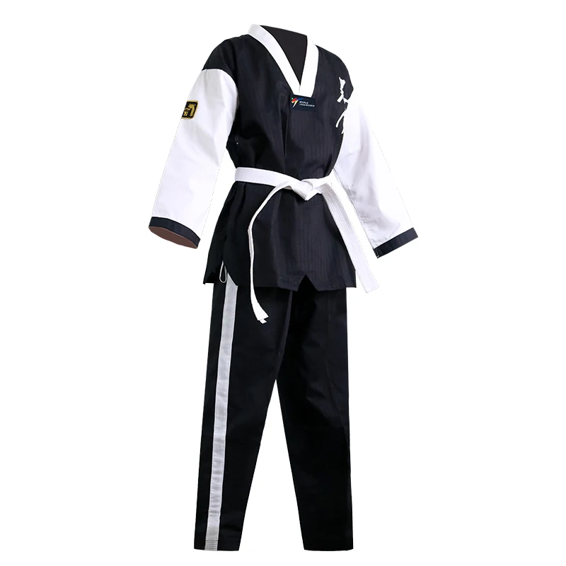 Professional Black White Taewkondo Training Clothing Tae Kwon Do MMA Martial Arts Karate WT Logo Custom Karate Uniform