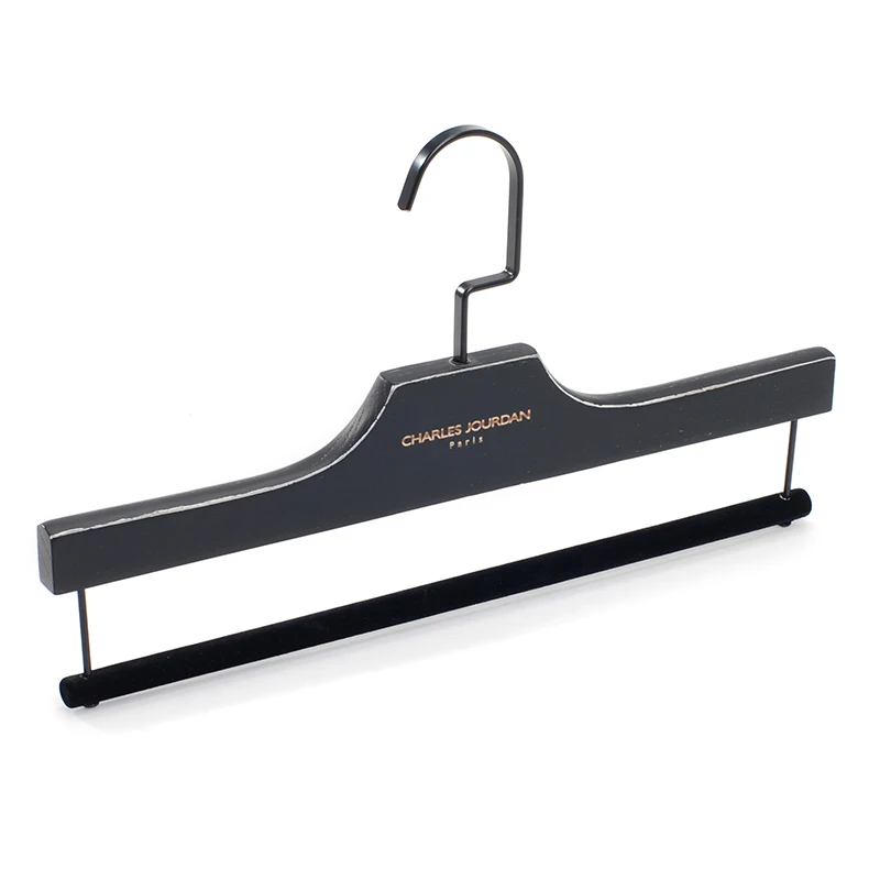 LINDON Fashion Brand Black Worn Flat Hook Wide Shoulder Wooden Suits Clothes Hanger