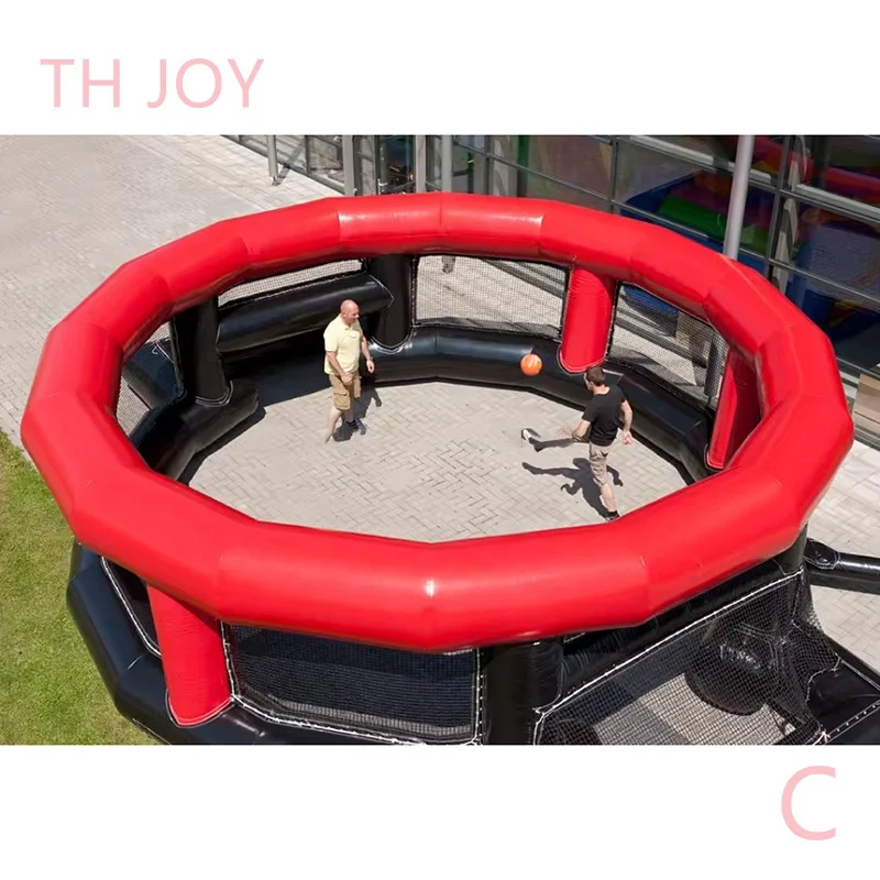 Free air ship to door, outdoor portable inflatable soccer field, 8m diameter inflatable football pitch court playground for sale