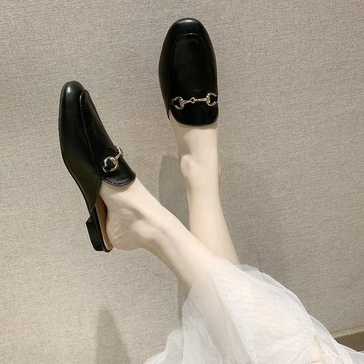 New outerwear fashion all-match flat toe head ladies half slippers  955