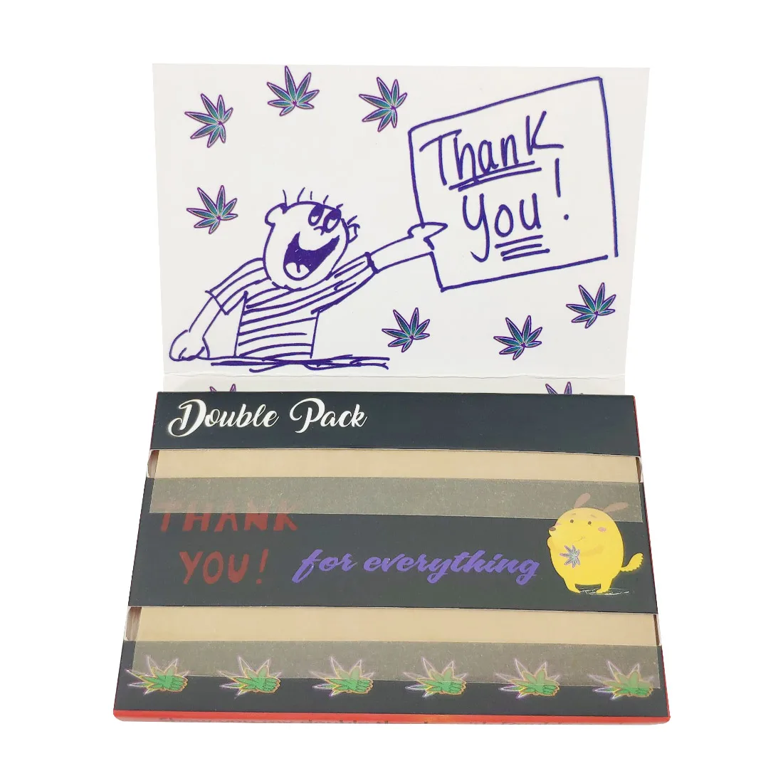 Custom Logo HP110 Thank You 1 1/4 size Double Window Unbleached Brown Smoking  Rolling Papers