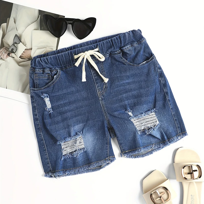 New Fashion Style Skinny Light Blue Wash Ripped Denim Summer Mix Apparel Stock Women Jeans Shorts