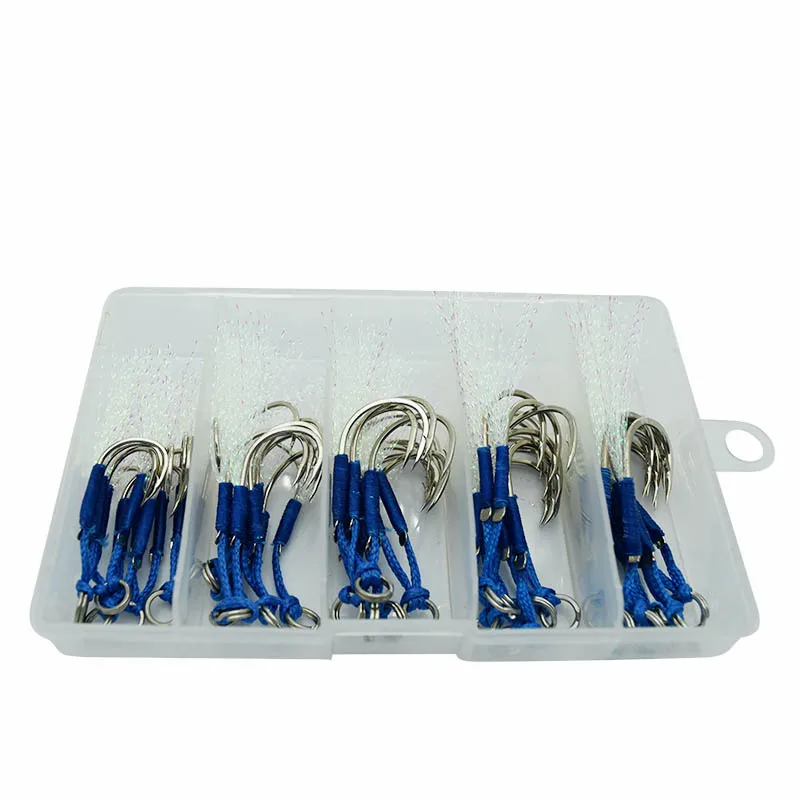 25pairs /Box Overweight Leader Fishing Hook High-carbon Steel Jig Assist Double Hooks
