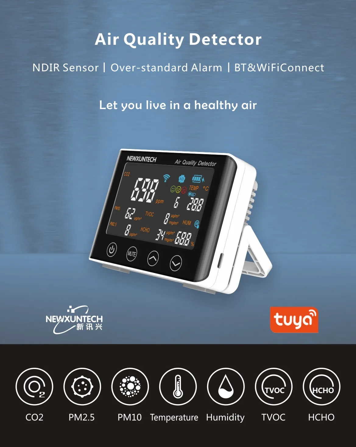 Factory Price Tuya Wallmount Green House Automotive Gas Analyzer Exhaust Gas Analyzer Co2 Meter Wall Detector