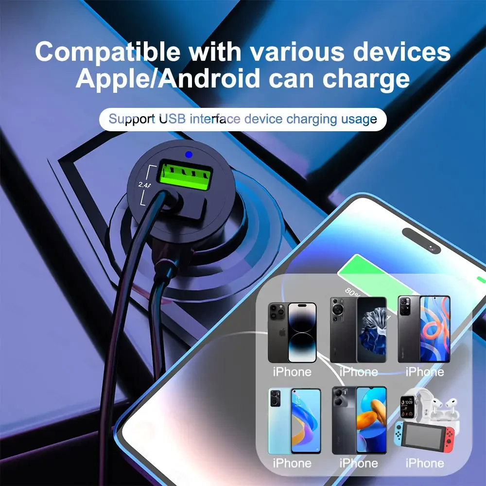 PSDA 1PCS OEM 3.1A Fast charging 4 Ports Quick Charge Mini Cigarette USB Lighter Charger Power Socket For iPhone 15 Car Charger