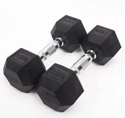 Bodybuilding Workout Equipment Multi Weight Strength Training Cast Iron Rubber Encased  Fixed  Hexagonal Dumbbell