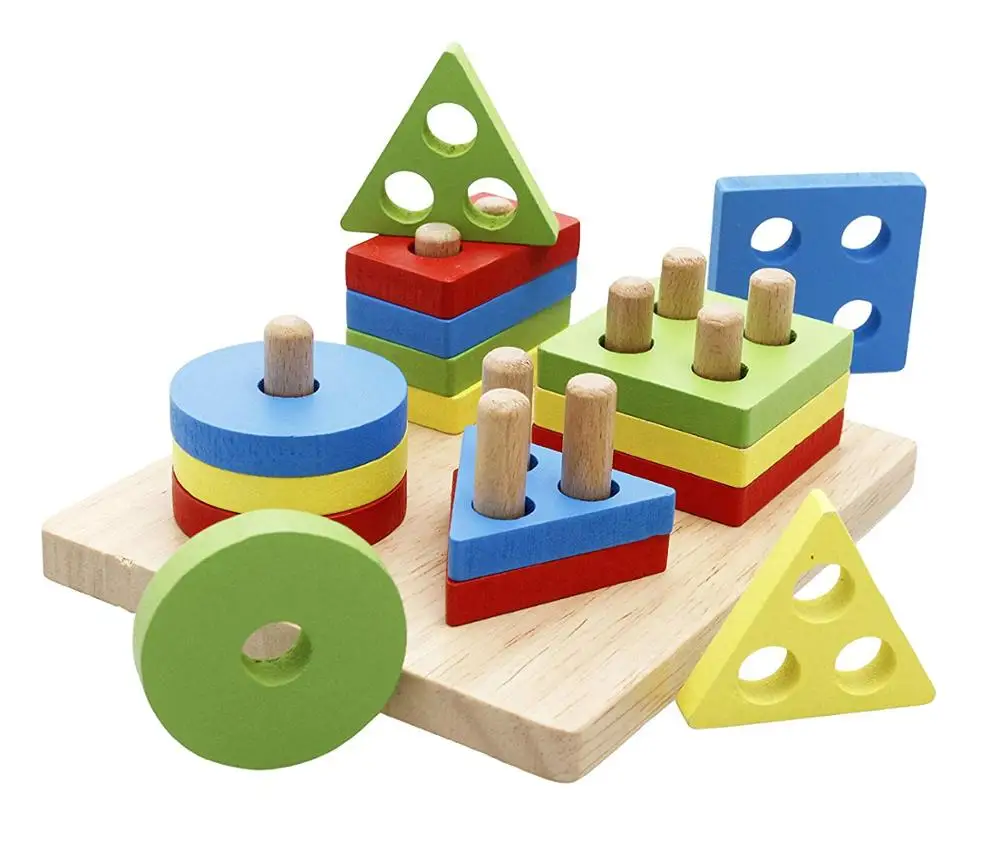 Fast Delivery Geometric Shapes Wooden Toys Eco Friendly Wooden Math Toys