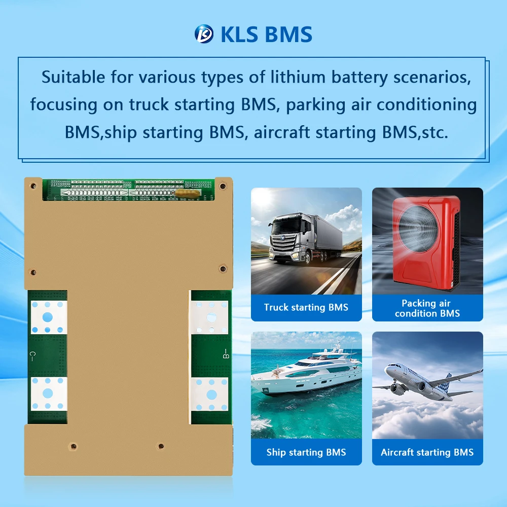 KLS BMS Peak 600A 1200A Automatic Support 4-28S 100A With Relay Built-In NTC Lifepo4 Cell Battery BMS Board