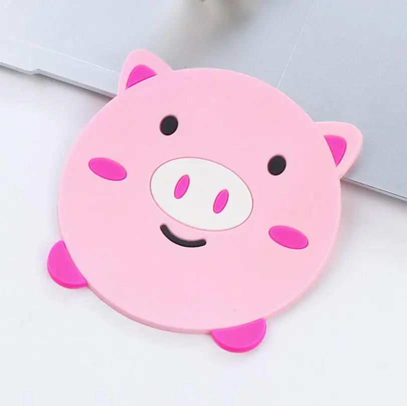 Eco-friendly PP Plastic Cartoon Cute Animal Head Design Custom Silicone Coasters