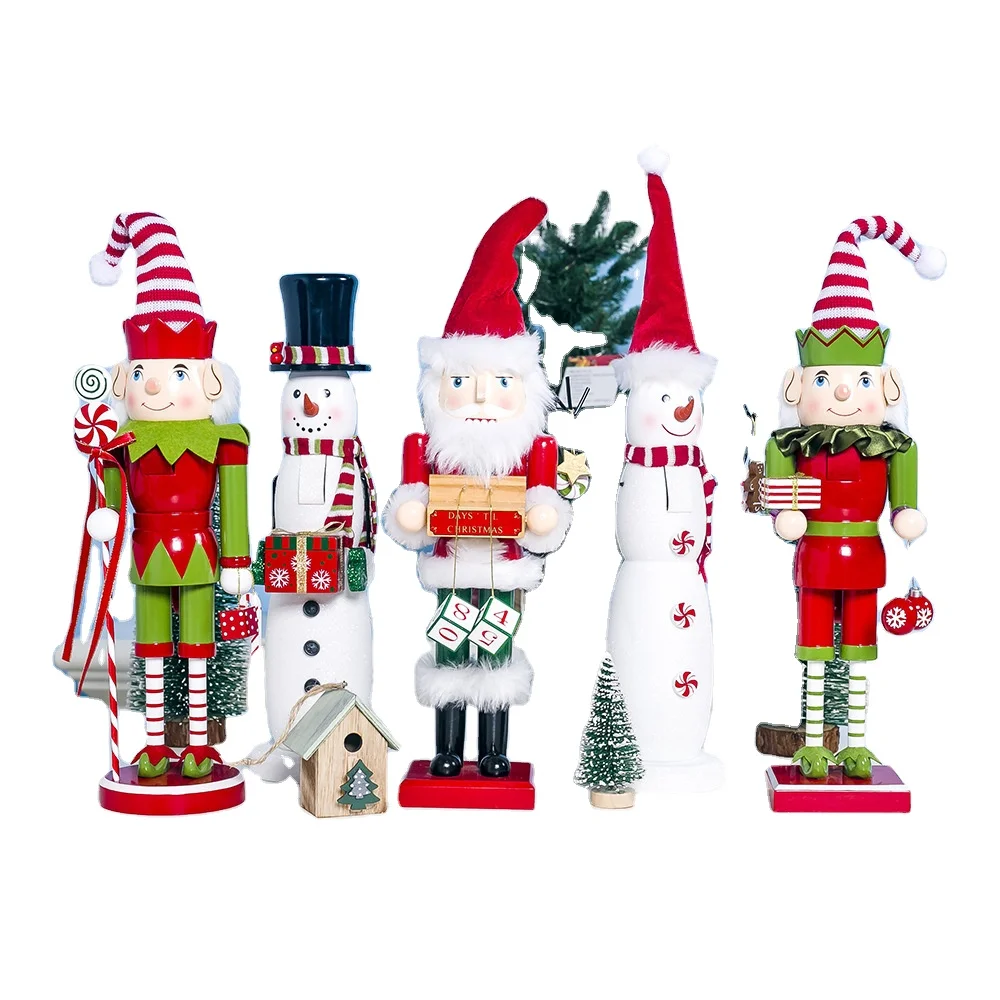 XB-48 Christmas Wooden Decorations 40cm Wooden santa snowman elf Holiday Nutcracker