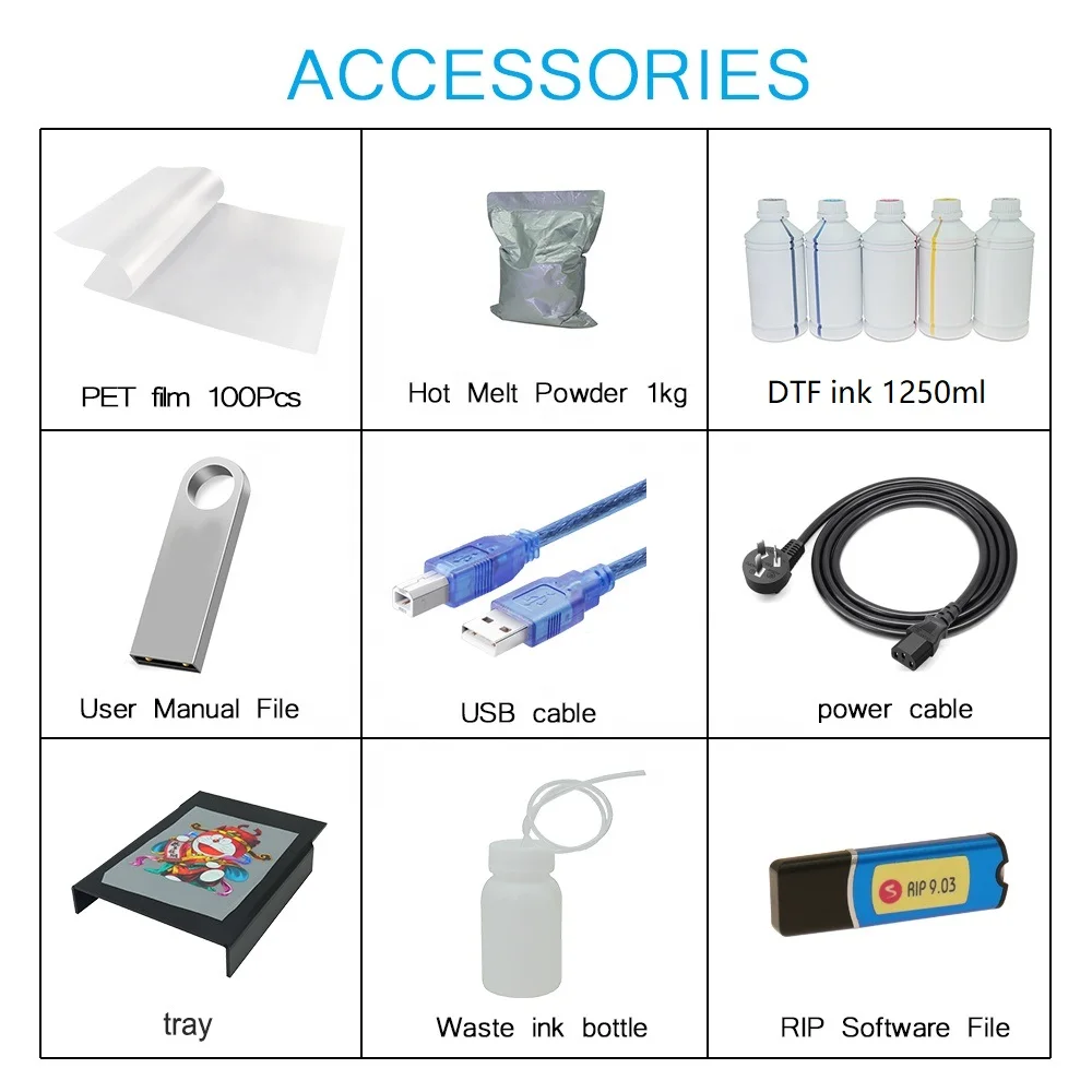 Free AcroRIP Software A3 DTF Printer Printing Machine T Shirt Printing Machine DTF Printer With Desktop Heater