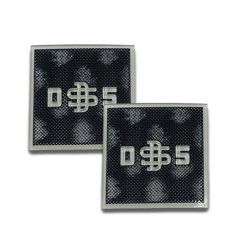 Custom Brand Name Square Transparent Black Convex Grain Pattern TPU/PVC/Rubber/Silicone Patch Labels