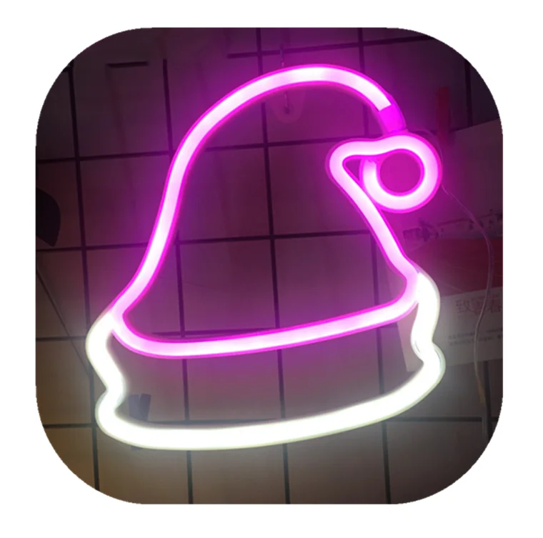 Лидер продаж на Amazon, рождественские украшения, настенные украшения, Рождественская елка, колокольчик, снежинка, лось, Рождественская шляпа, светодиодный неоновый ночник