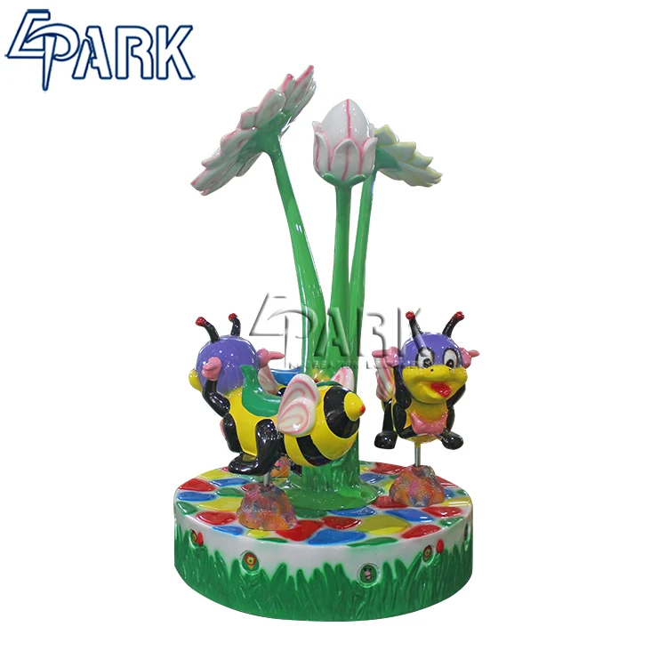 Epark Bee Carousel New Amusement Outdoor Kiddie Ride Mini Carousel Ride Sale Store Front Coin Operated Rides For Kids