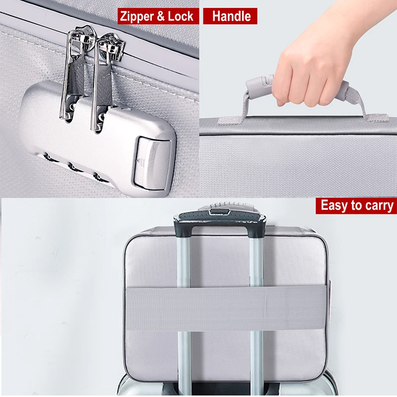 High Capacity Multi Functional Mesh Bag Fireproof WaterproofStorage Document Safe Portable Travel Home Organizer Bag