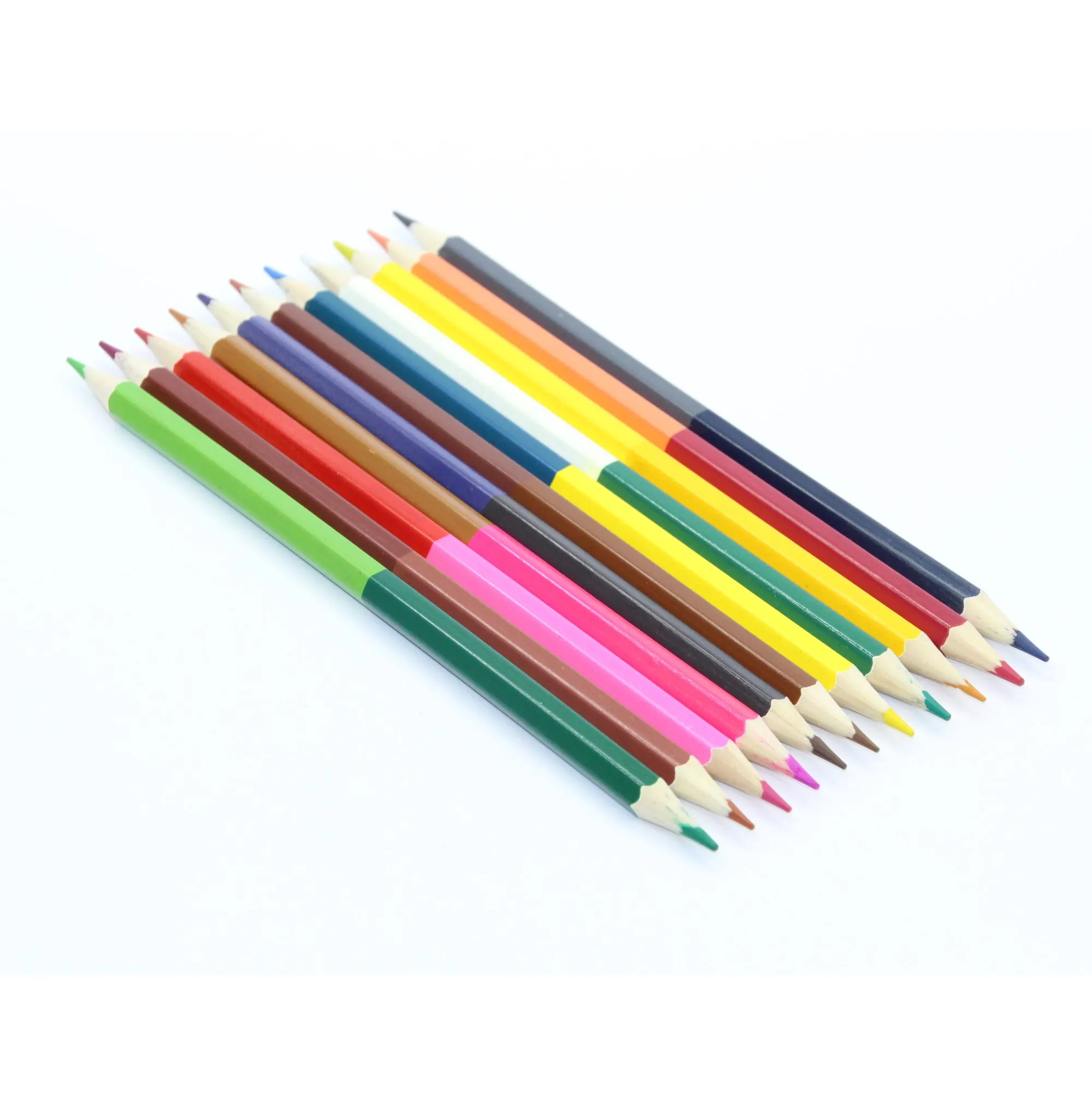 7 inch wooden pre-sharpened dual tip color assorted pencils for kids drawing