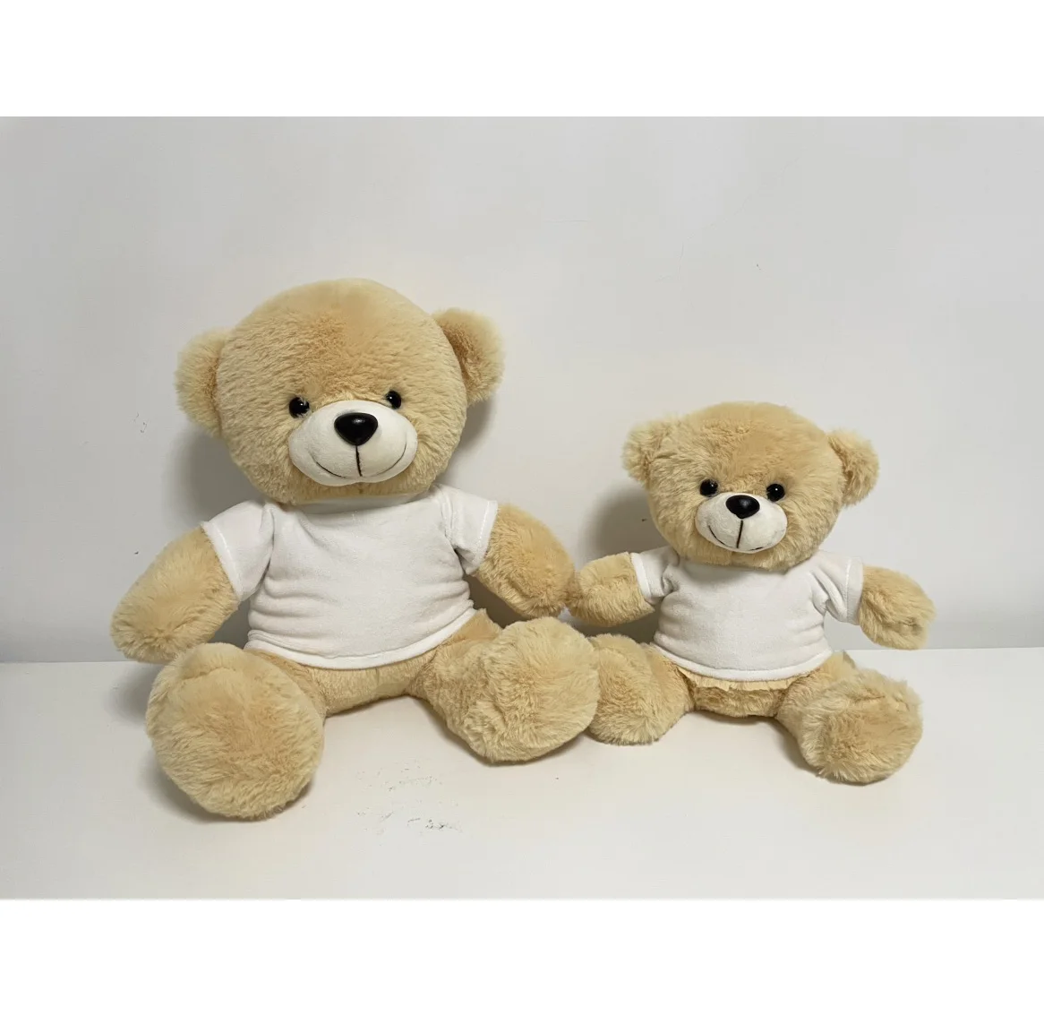 Customized sublimated logo plush teddy bear with red t shirt stuffed cartoon sitting bear with T-shirt Plush dolls kids Gift