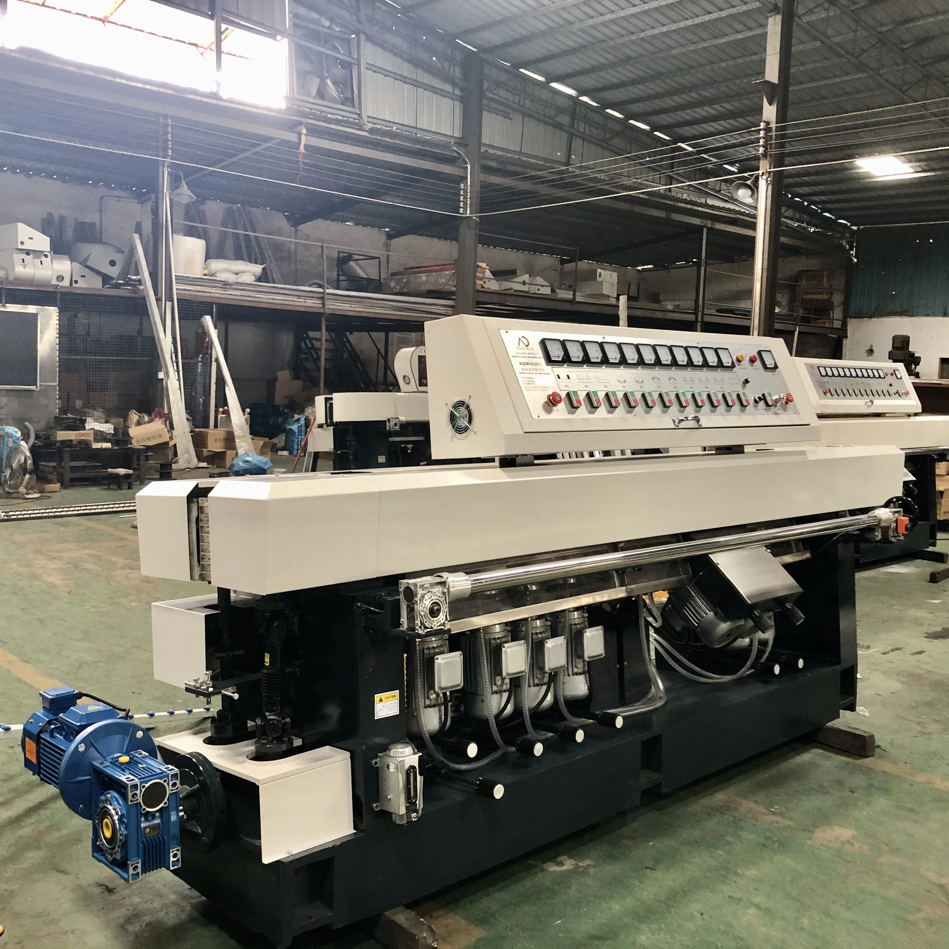 Full automatic edge polisher 10 Spindles Glass straight line edging machine with felt wheels