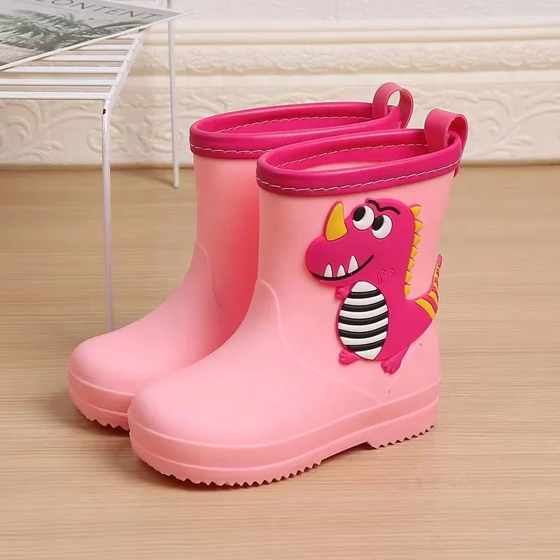 Cute PVC Colorful kids Rain Boot Wellington New Trending Dinosaur Cartoon Waterproof Natural Plastic Waterproof boots