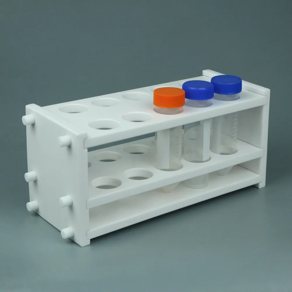 LAB PTFE Lab Test Tube Holder Pure White Test Tube Rack Shelf For Centrifugal Tube