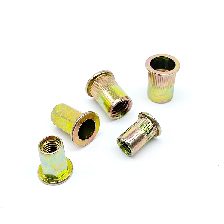 Yellow Zinc Plated Rivet Nut M6 Knurled Aluminum Round Rivet Nuts M8x20