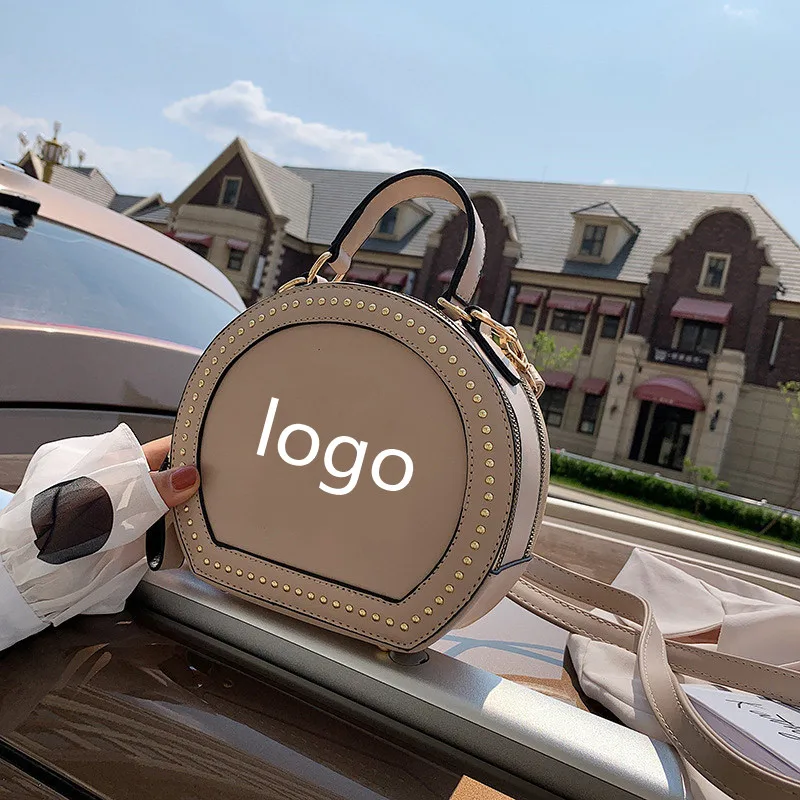 Новинка 2021, сумка на одно плечо NY в стиле ретро, маленькая круглая сумка с заклепками, сумка в иностранном стиле