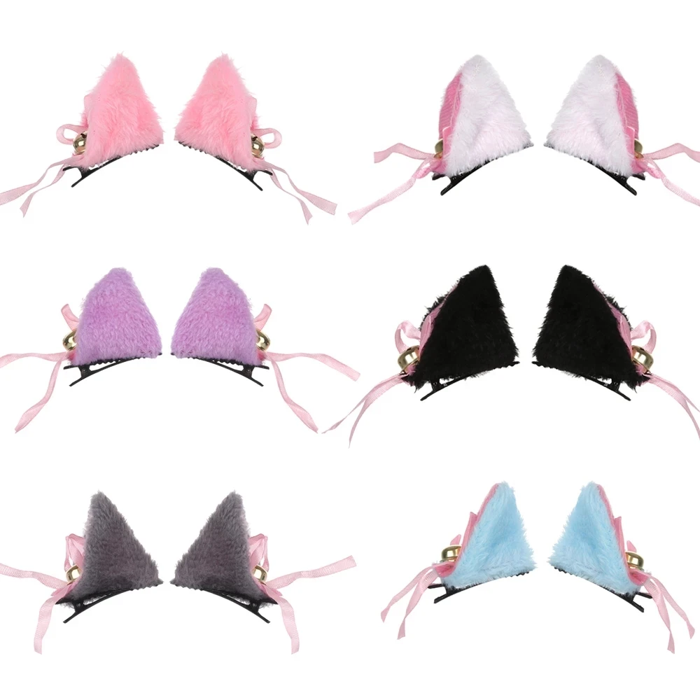 Plush car Ears Hairpins Lolita Sweet Fluffy Ear Cosplay Anime Hair Clips Party Costume Hair Accessories