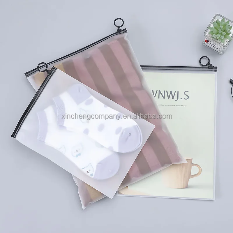 Custom frosted plastic zipper bag matte white plastic zipper bag high quality plastic vinyl zipper bag