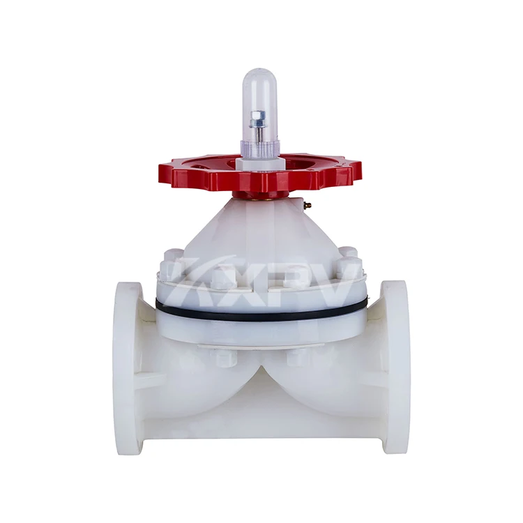 Custom PVDF soft seal manual through way plastic flanged diaphragm valve for industry