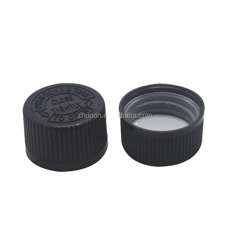 28-400, 28-410 White Child Resistant Cap w/F217 Liner, 28mm CRC plastic cap