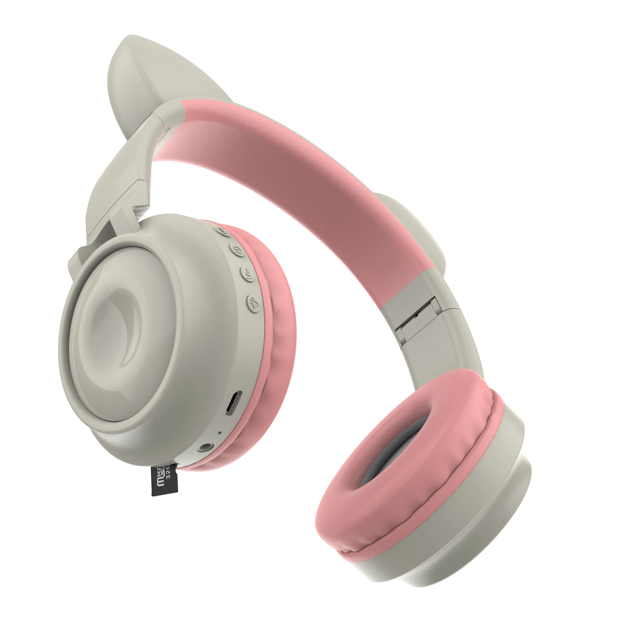 Китайское производство милая светодиодная музыкальная стереогарнитура с кошачьими ушками подарок беспроводные наушники