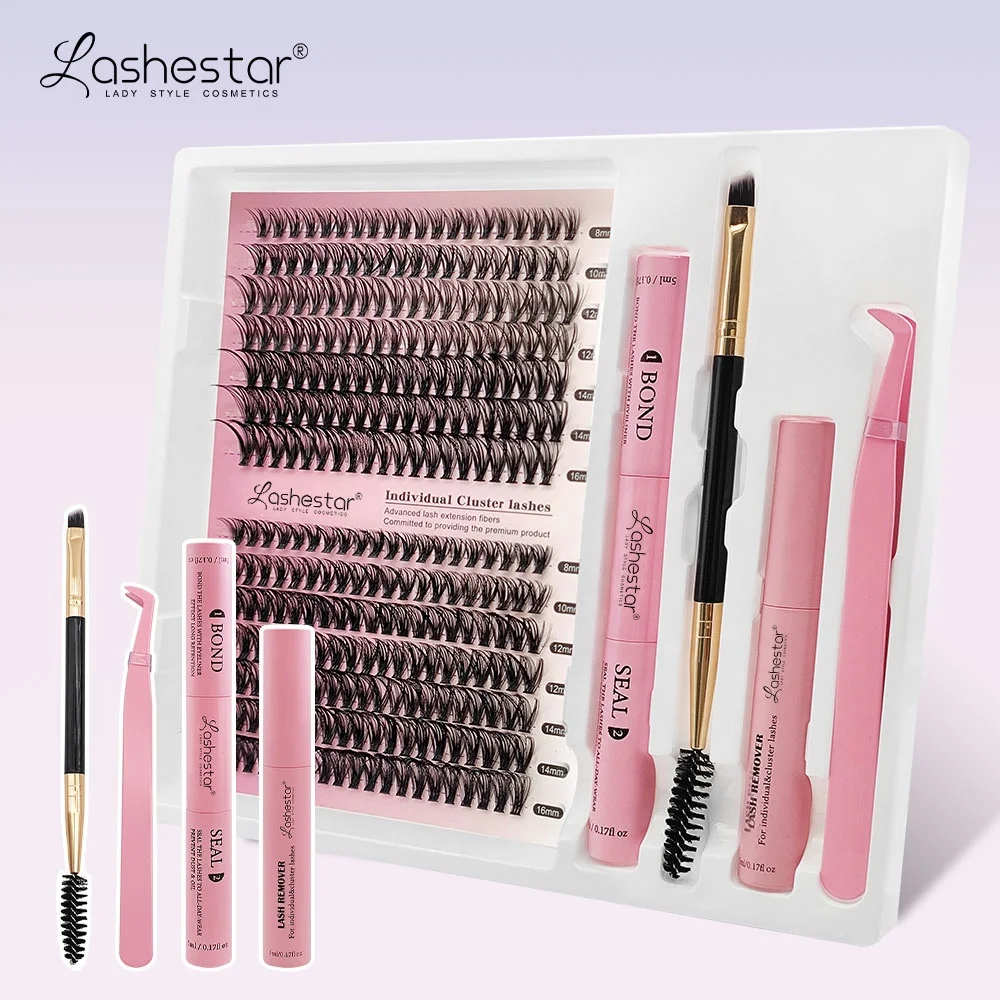 Wholesale Customizable Diy Cluster Lashes Superfine Band D curl Pre-cut Segment Extension Kit Eyelashes 3d Fluffy Lash Clusters