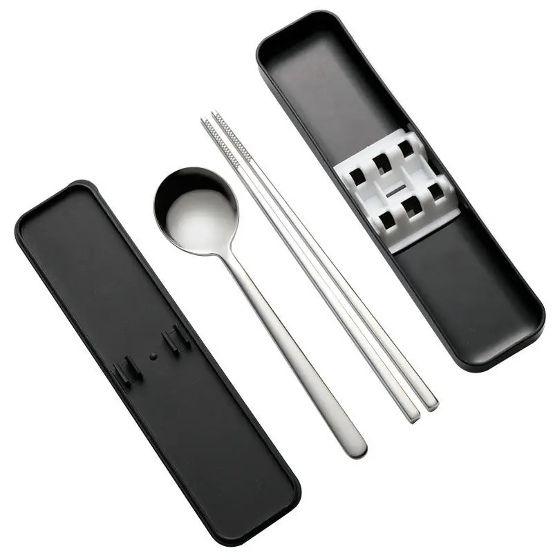 Food Grade Stainless Steel Portable Flatware Travel Camping Cutlery Korean Spoon And Chopsticks Set