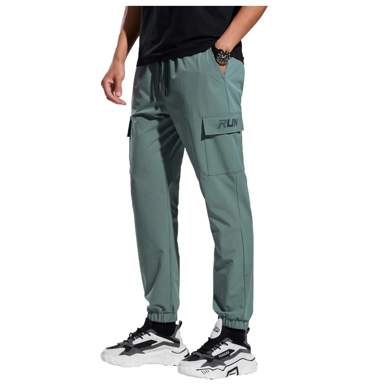 Wholesale fashion blank track pants casual elastic men gym sweatpants streetwear cargo trousers pants with side pockets