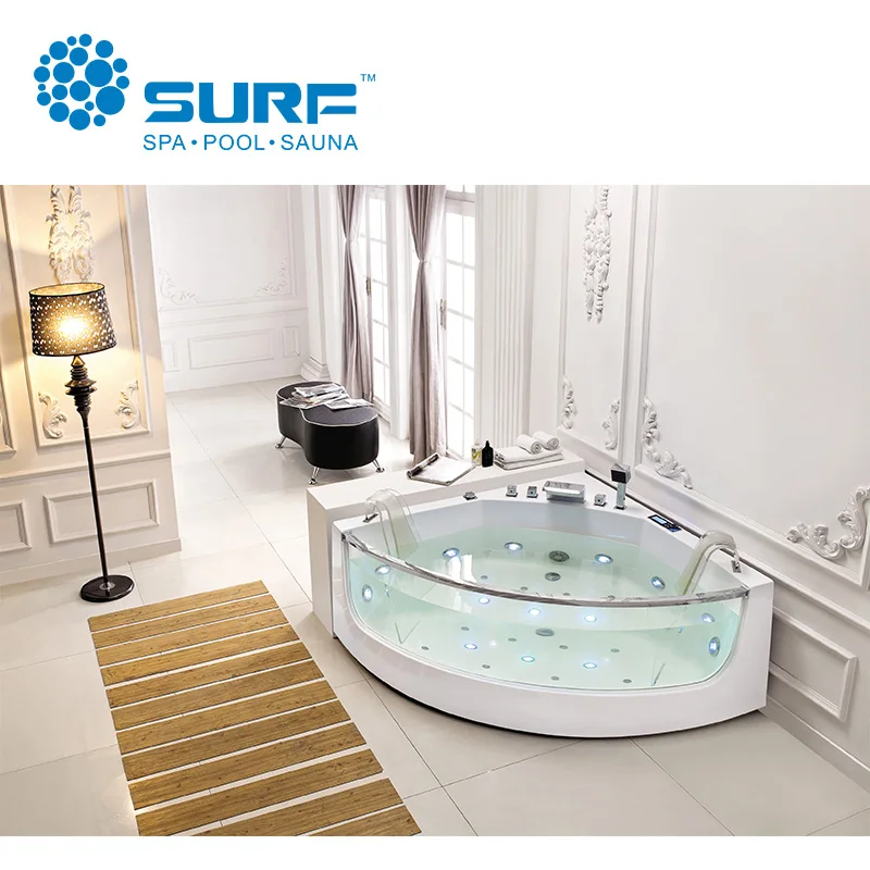 Indoor Bathroom Equipment Corner Massage Jets Whirlpool Bathtub Price