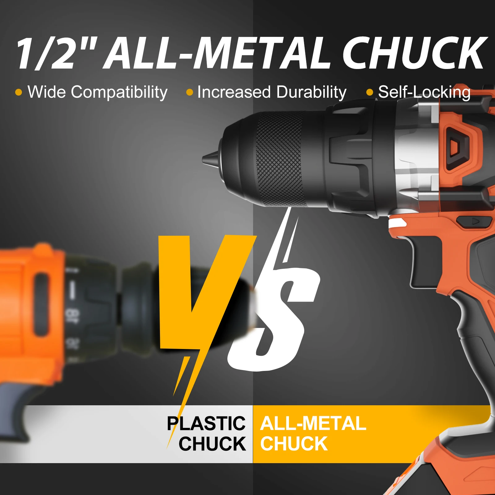 KAFUWELL PA4501HB-W-2D-1 Customized Brushless Cordless Drill 20v Battery Hammer Screw Driving 13mm Power Drills 60nm