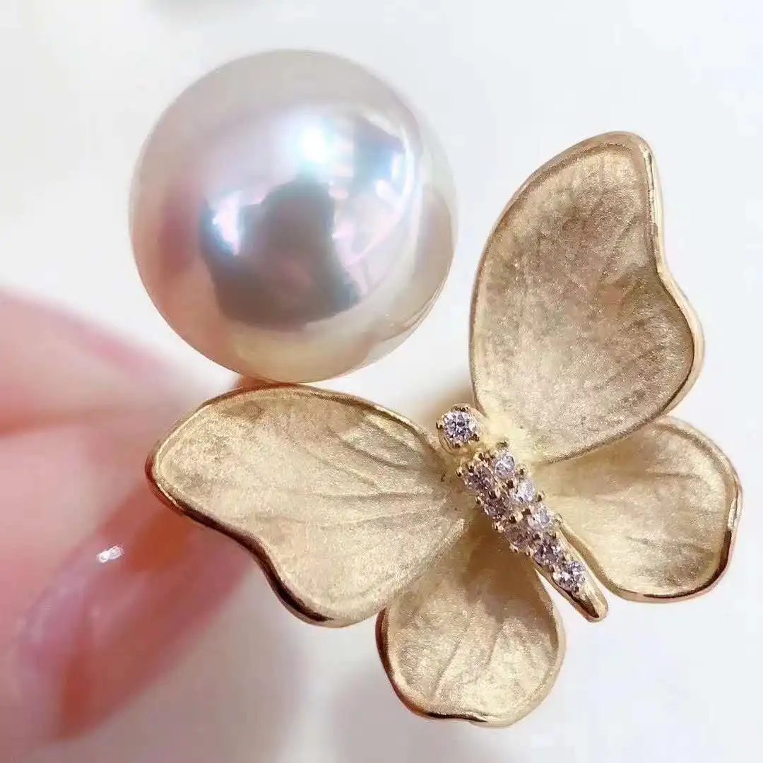 
flower ring charm gold jewelry for girl copper rings gold plated antique pearl ring 